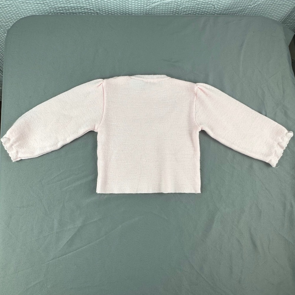 Vintage Mine Alone Pink Baby Sweater 24 Months Acrylic Made in Philippines - Picture 6 of 6